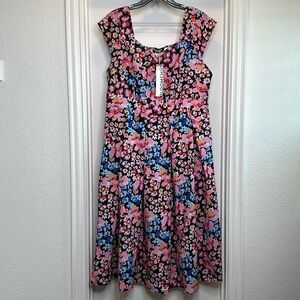 Bloomchich floral multi color dress‎ with colorful flowers w/ pockets. NWT!